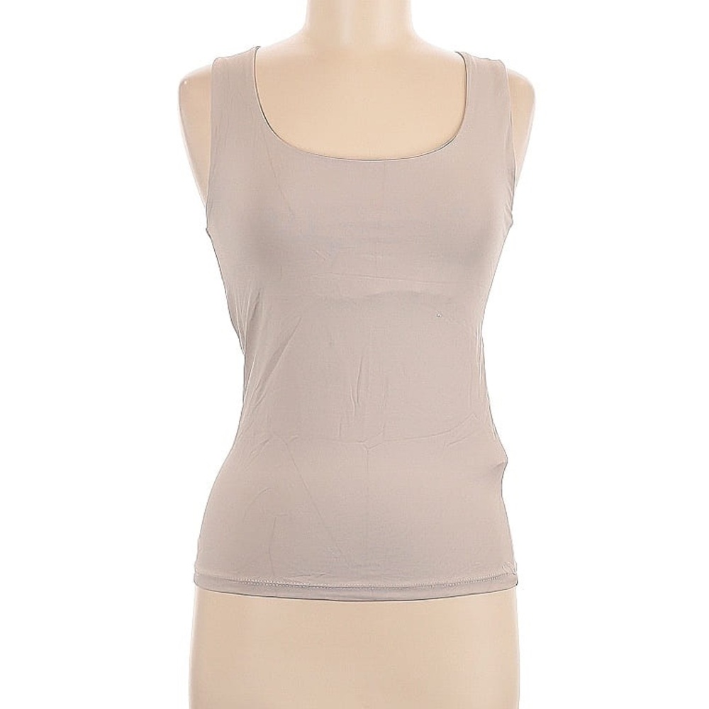 Zara Women's Cream Taupe WIDE STRAP POLYAMIDE TOP. ROUND NECK - REGULAR LENGTH.